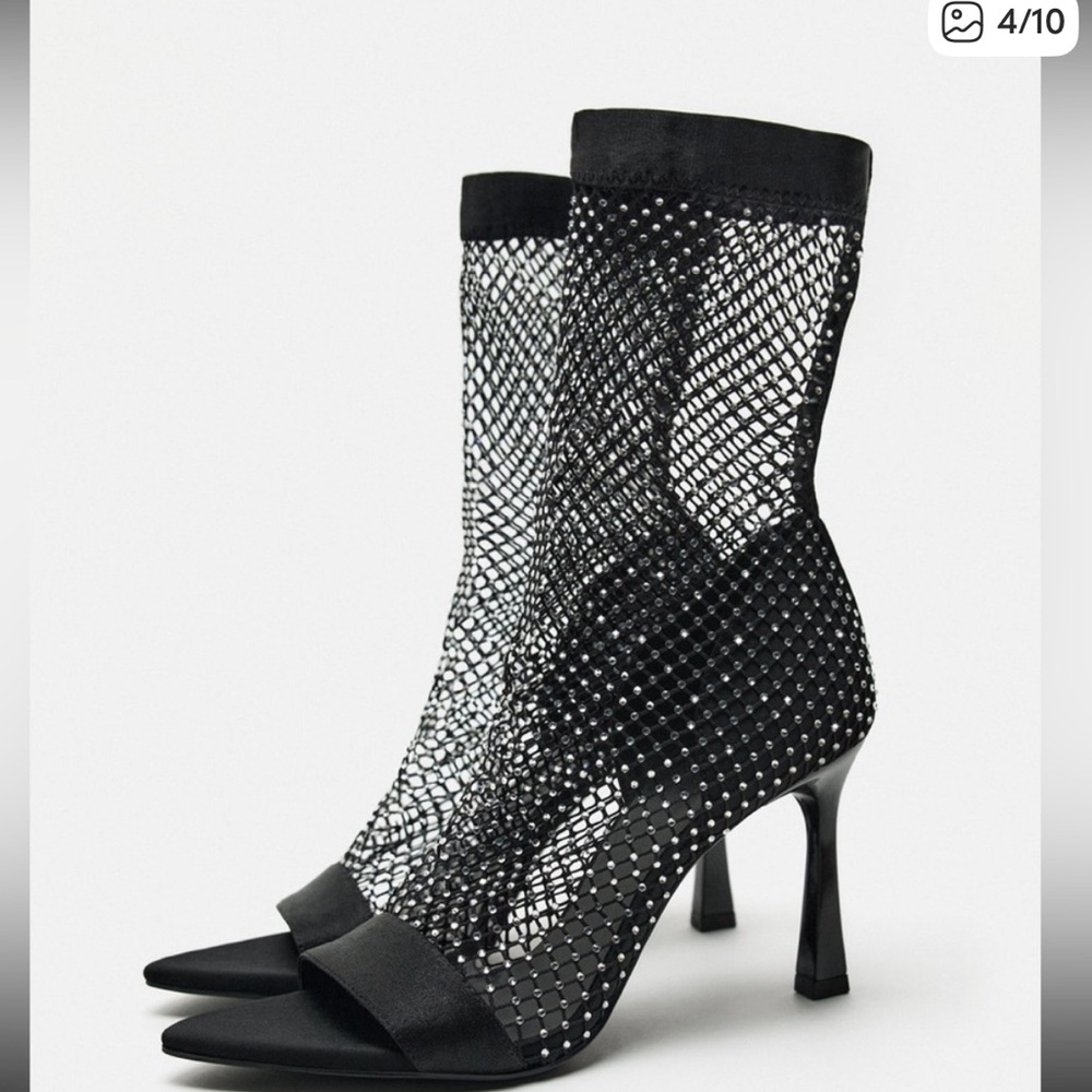 Zara Elegant Black Mesh Women's Heels size 38